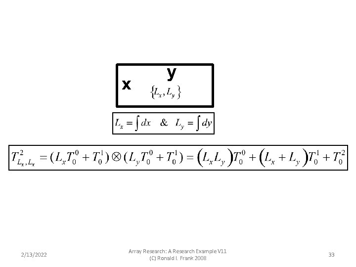 2/13/2022 Array Research: A Research Example V 11 (C) Ronald I. Frank 2008 33 2/13/2022 Array Research: A Research Example V 11 (C) Ronald I. Frank 2008 33