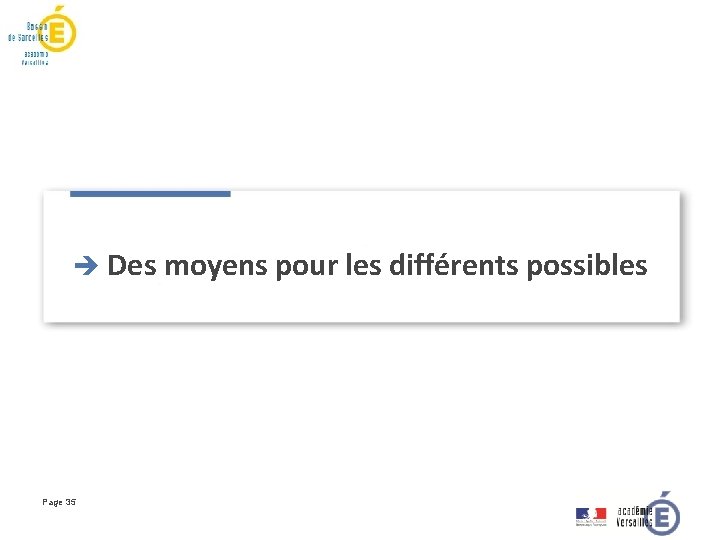 è Des moyens pour les différents possibles Page 35 