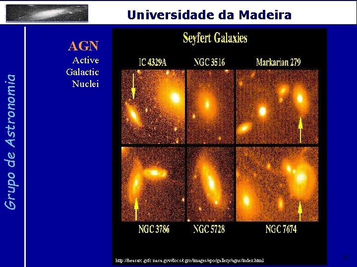 Grupo de Astronomia Universidade da Madeira AGN Active Galactic Nuclei http: //heasarc. gsfc. nasa.