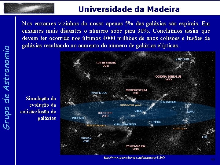 Grupo de Astronomia Universidade da Madeira Nos enxames vizinhos do nosso apenas 5% das