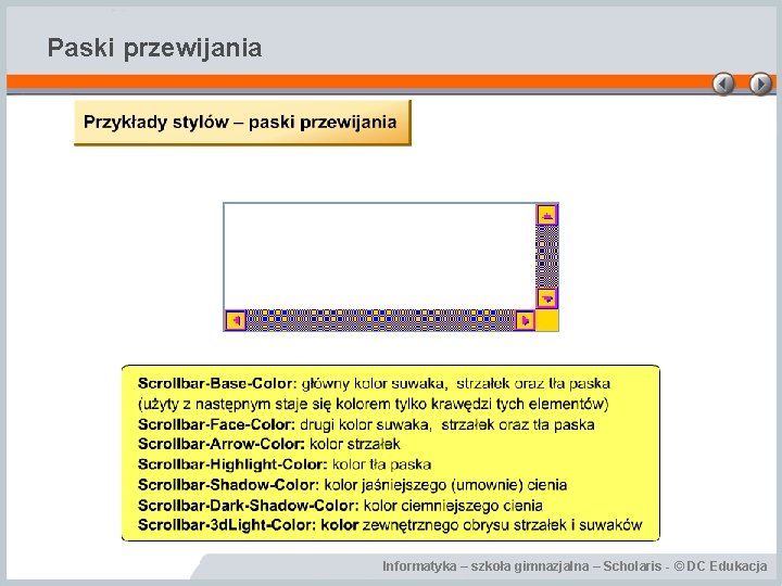 Paski przewijania Informatyka – szkoła gimnazjalna – Scholaris - © DC Edukacja 