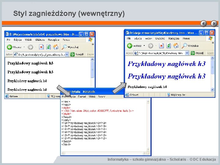 Styl zagnieżdżony (wewnętrzny) Informatyka – szkoła gimnazjalna – Scholaris - © DC Edukacja 