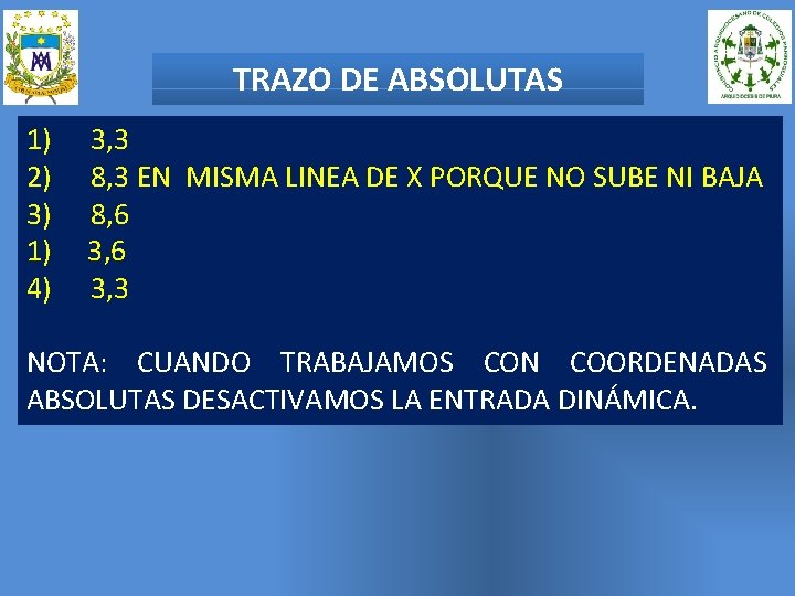 TRAZO DE ABSOLUTAS 1) 2) 3) 1) 4) 3, 3 8, 3 EN MISMA