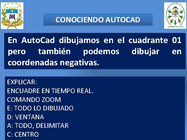 CONOCIENDO AUTOCAD En En Auto. Cad dibujamos en en el el cuadrante 01 01