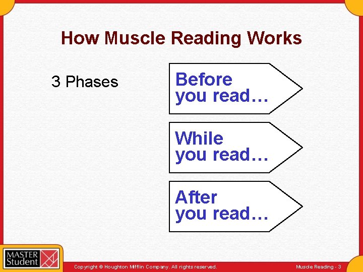 How Muscle Reading Works 3 Phases Before you read… While you read… After you