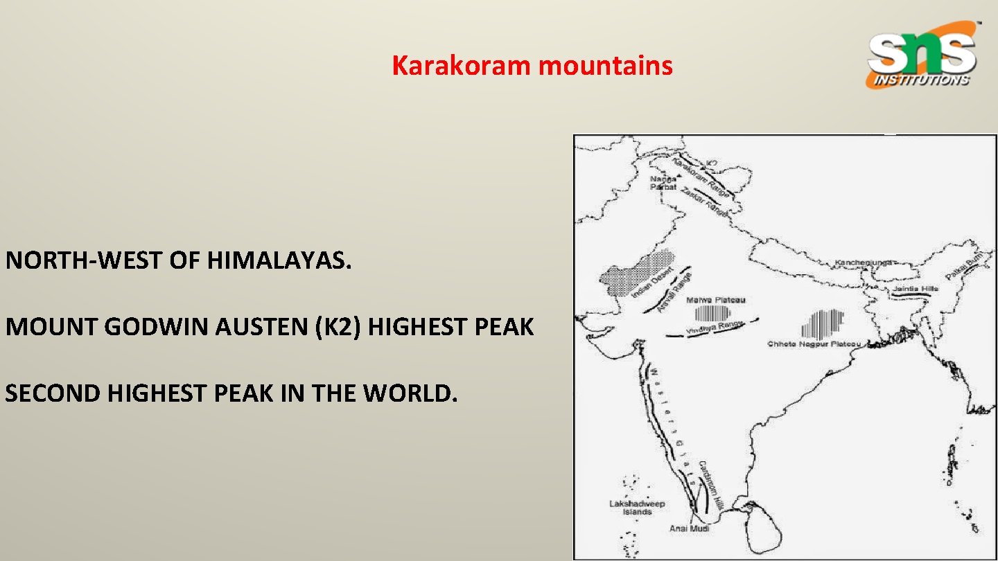 Karakoram mountains NORTH-WEST OF HIMALAYAS. MOUNT GODWIN AUSTEN (K 2) HIGHEST PEAK SECOND HIGHEST