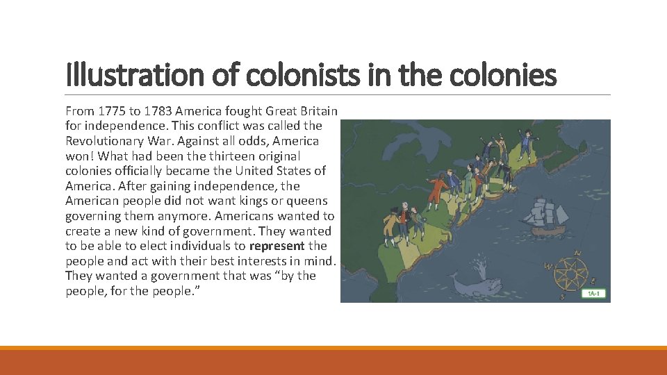 Illustration of colonists in the colonies From 1775 to 1783 America fought Great Britain