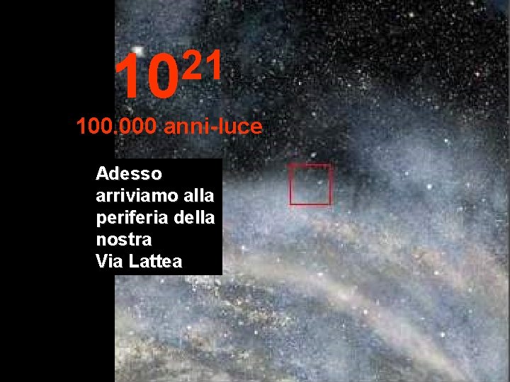 21 10 100. 000 anni-luce Adesso arriviamo alla periferia della nostra Via Lattea 