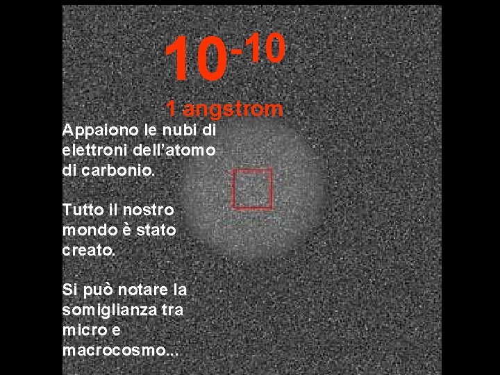 -10 10 1 angstrom Appaiono le nubi di elettroni dell’atomo di carbonio. Tutto il