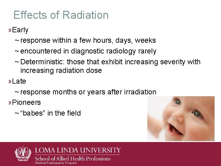 Effects of Radiation » Early ~ response within a few hours, days, weeks ~ Effects of Radiation » Early ~ response within a few hours, days, weeks ~