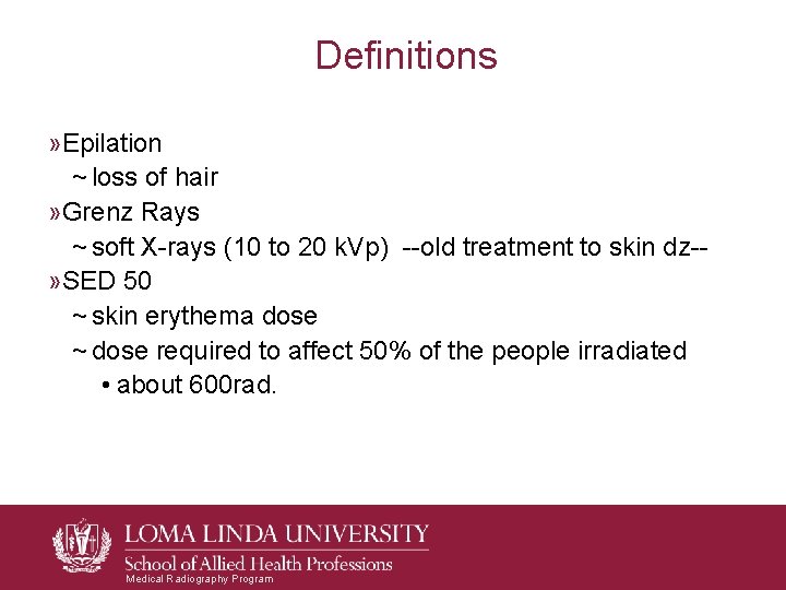 Definitions » Epilation ~ loss of hair » Grenz Rays ~ soft X-rays (10 Definitions » Epilation ~ loss of hair » Grenz Rays ~ soft X-rays (10