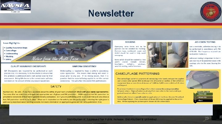 Newsletter Distribution A: Approved for Public Release. Distribution is unlimited. 23 