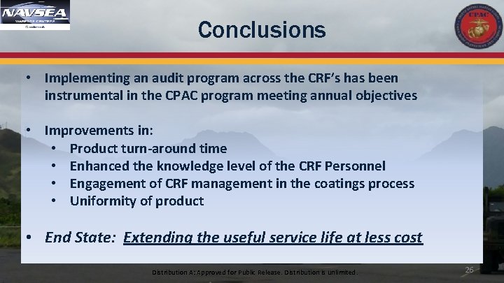 Conclusions • Implementing an audit program across the CRF’s has been instrumental in the