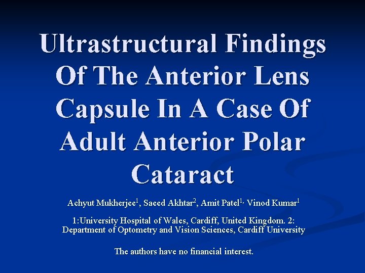 Ultrastructural Findings Of The Anterior Lens Capsule In A Case Of Adult Anterior Polar