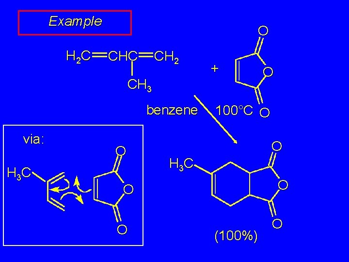 Example H 2 C O CHC CH 2 + CH 3 benzene via: H