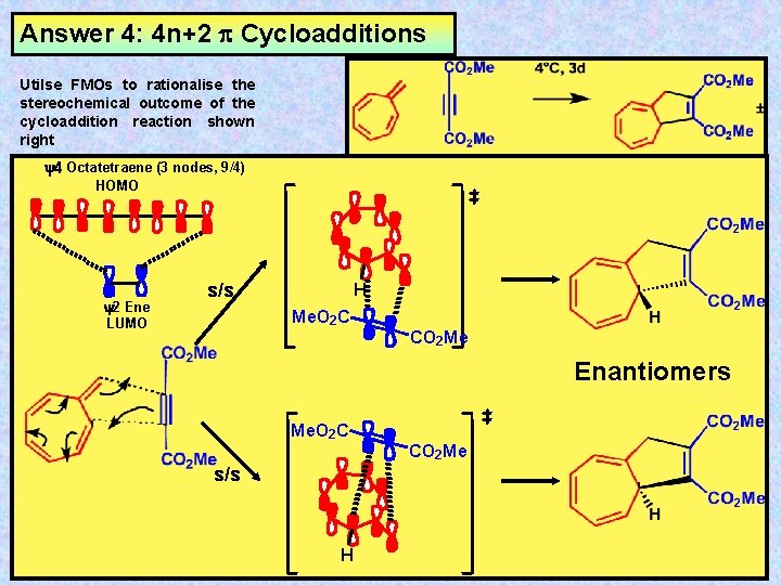 Answer 4: 4 n+2 Cycloadditions Utilse FMOs to rationalise the stereochemical outcome of the