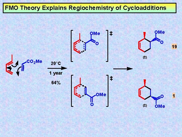 FMO Theory Explains Regiochemistry of Cycloadditions CO 2 Me OMe O O 19 (±)