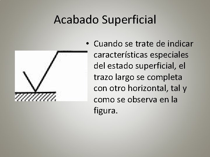 Acabado Superficial • Cuando se trate de indicar características especiales del estado superficial, el