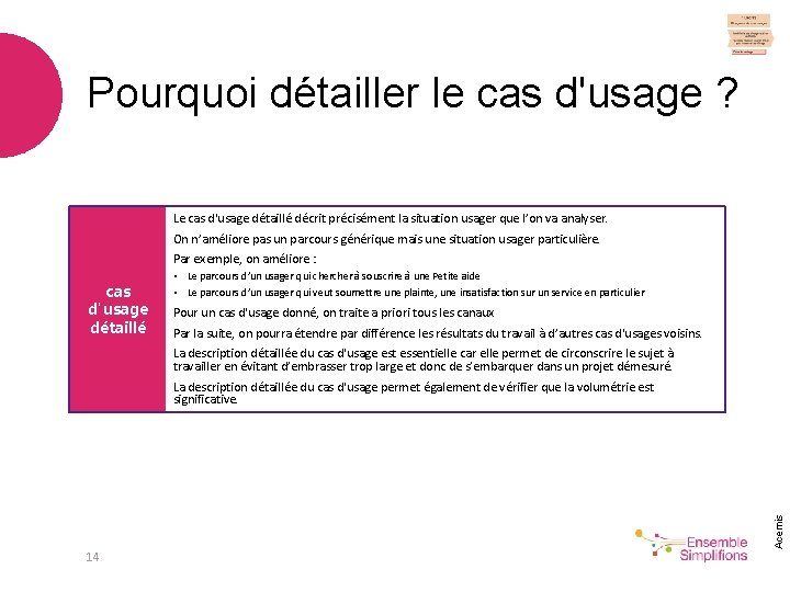 Pourquoi détailler le cas d'usage ? Le cas d'usage détaillé décrit précisément la situation