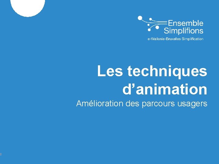 Amélioration des parcours usagers Acemis 8 Les techniques d’animation 