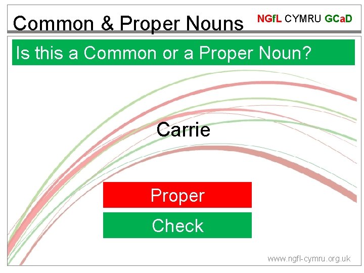 Common & Proper Nouns NGf. L CYMRU GCa. D Is this a Common or