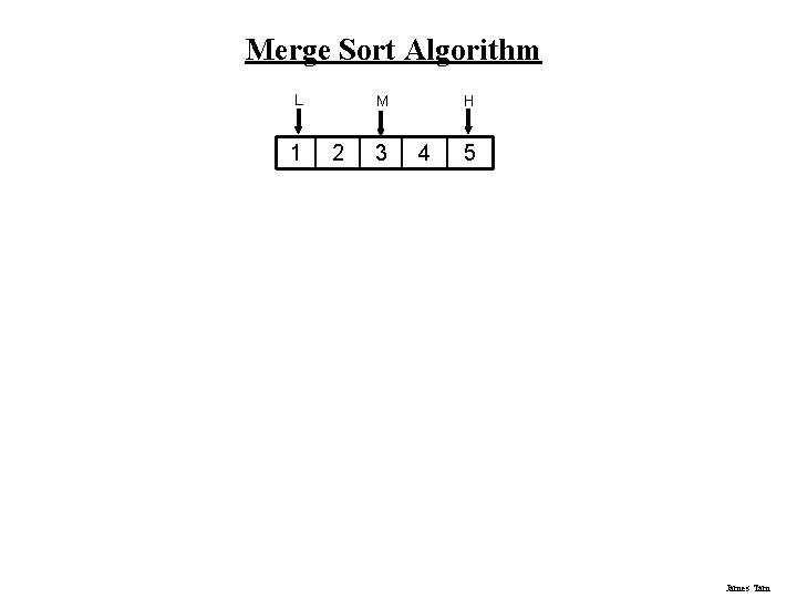 Merge Sort Algorithm L 1 H M 2 3 4 5 James Tam Merge Sort Algorithm L 1 H M 2 3 4 5 James Tam