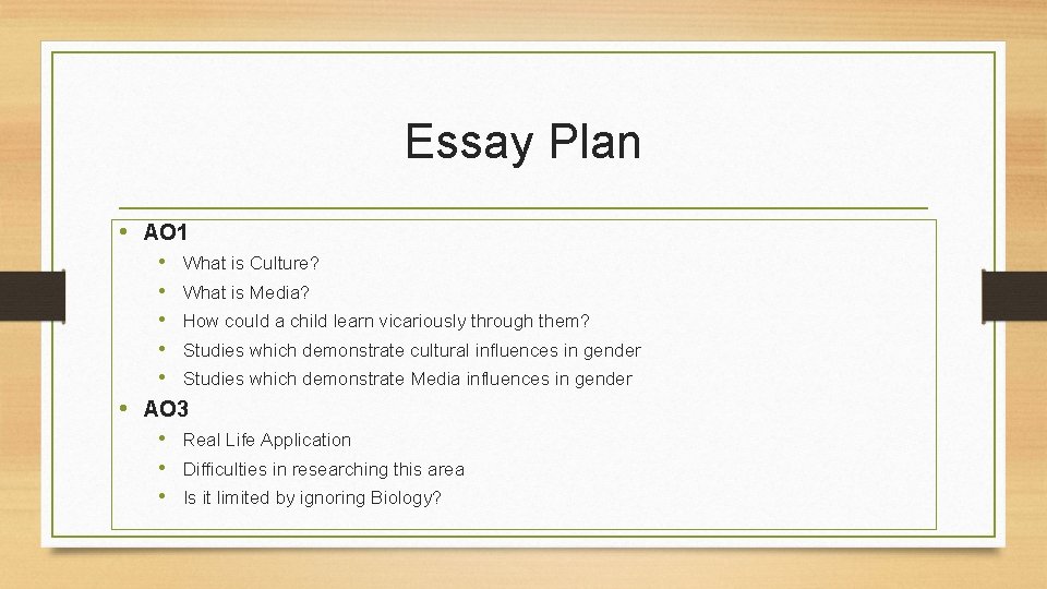 Essay Plan • AO 1 • What is Culture? • What is Media? •