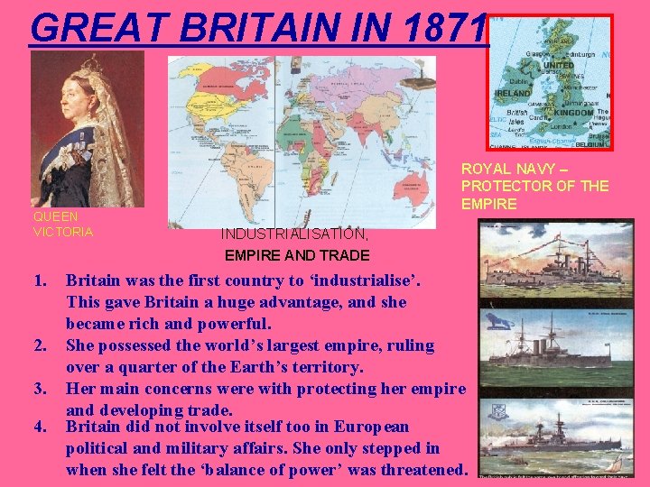 GREAT BRITAIN IN 1871 QUEEN VICTORIA ROYAL NAVY – PROTECTOR OF THE EMPIRE INDUSTRIALISATION,
