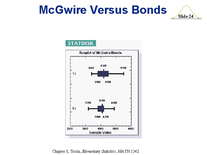 Mc. Gwire Versus Bonds Chapter 8, Triola, Elementary Statistics, MATH 1342 Slide 24 