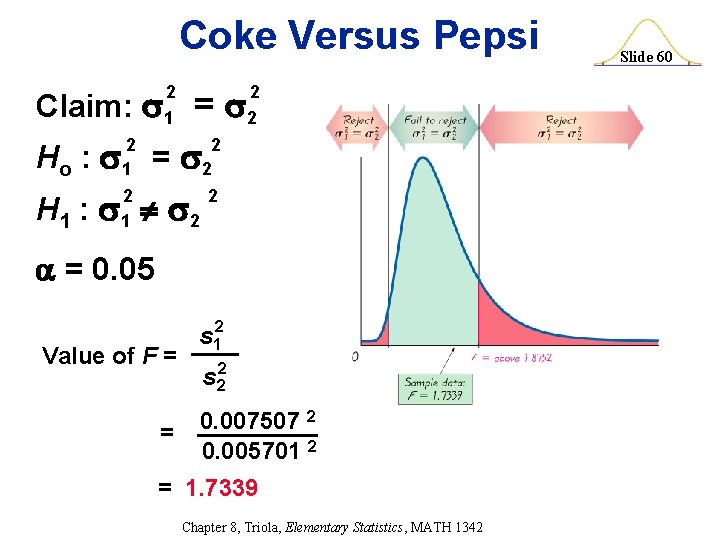 Coke Versus Pepsi Claim: = 2 1 Ho : = 2 1 H 1