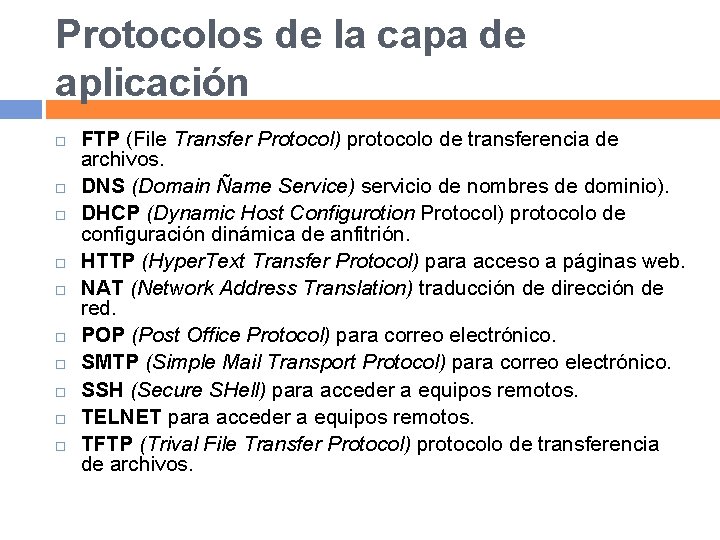 Protocolos de la capa de aplicación FTP (File Transfer Protocol) protocolo de transferencia de