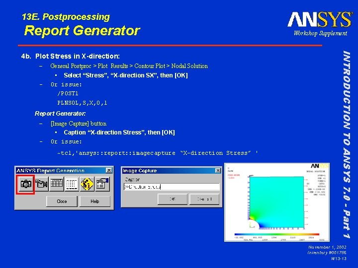 13 E. Postprocessing Report Generator – – General Postproc > Plot Results > Contour