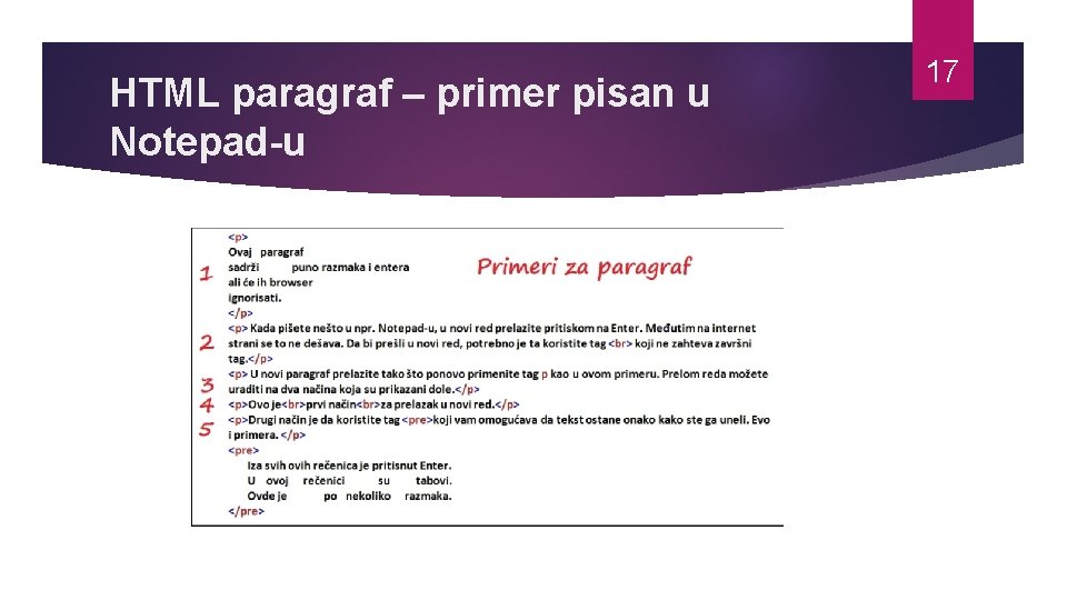 HTML paragraf – primer pisan u Notepad-u 17 