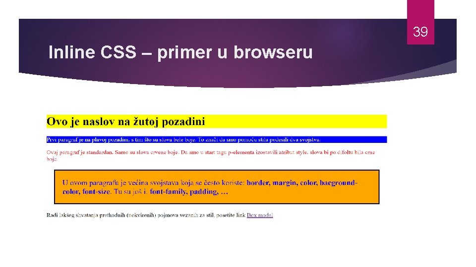 39 Inline CSS – primer u browseru 