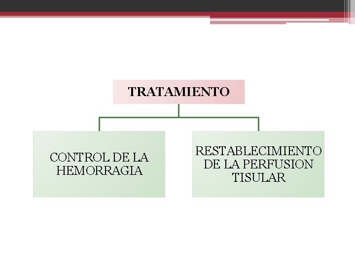 TRATAMIENTO CONTROL DE LA HEMORRAGIA RESTABLECIMIENTO DE LA PERFUSION TISULAR 