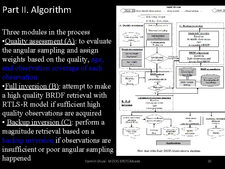Part II. Algorithm Three modules in the process • Quality assessment (A): to evaluate