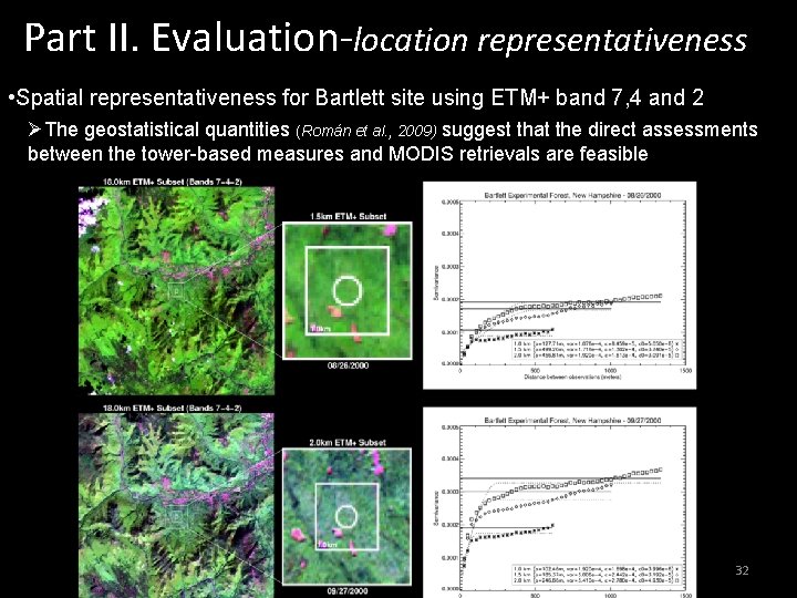 Part II. Evaluation-location representativeness • Spatial representativeness for Bartlett site using ETM+ band 7,