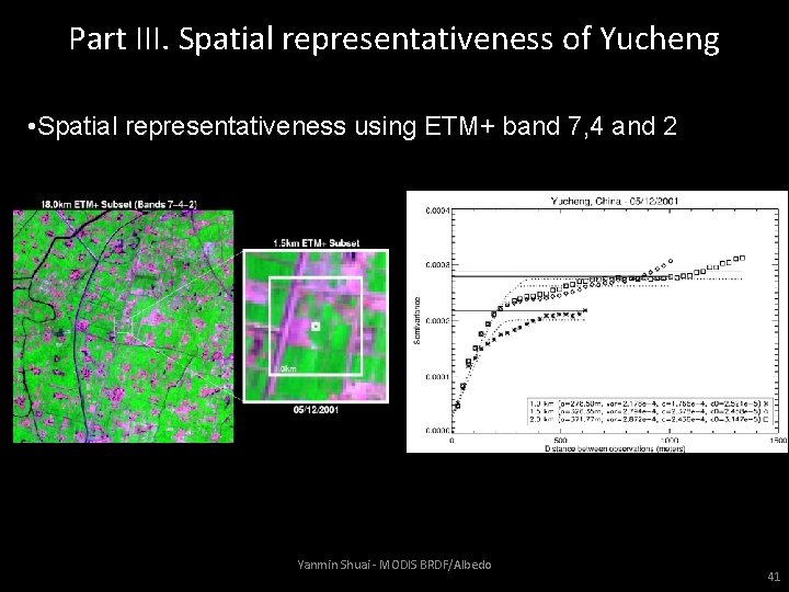 Part III. Spatial representativeness of Yucheng • Spatial representativeness using ETM+ band 7, 4