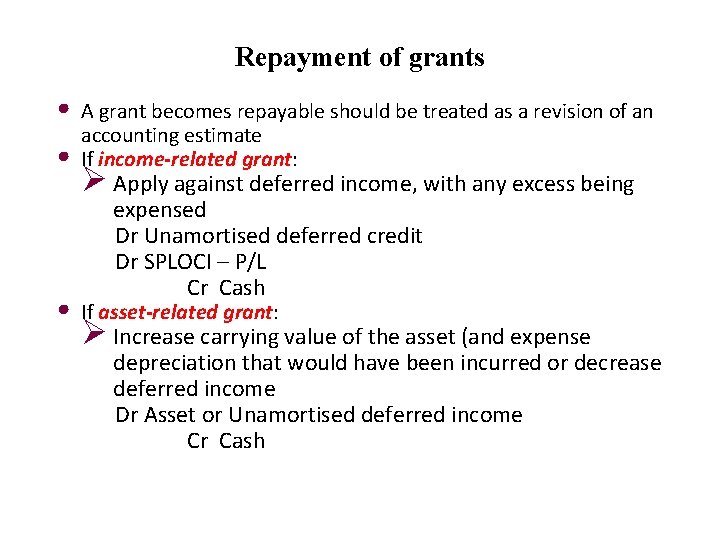 Repayment of grants • • • A grant becomes repayable should be treated as