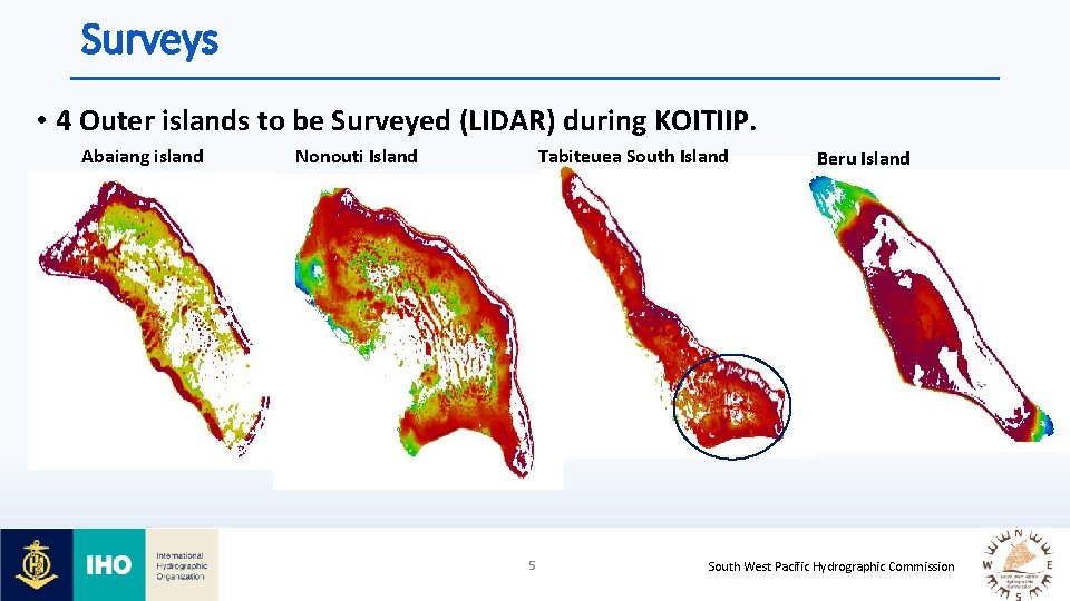 Surveys • 4 Outer islands to be Surveyed (LIDAR) during KOITIIP. Abaiang island Nonouti