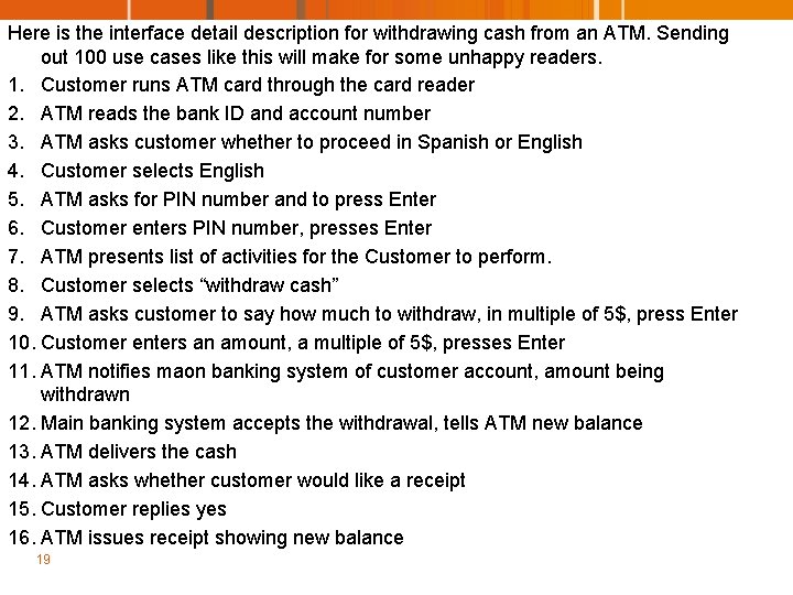Here is the interface detail description for withdrawing cash from an ATM. Sending out