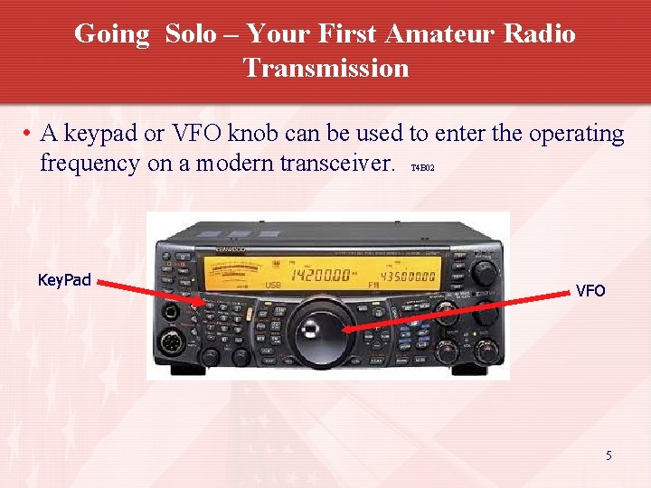 Going Solo – Your First Amateur Radio Transmission • A keypad or VFO knob