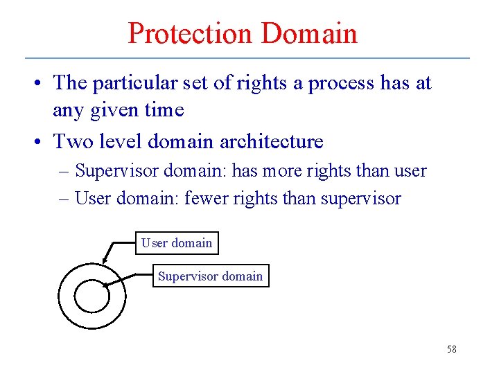 Protection Domain • The particular set of rights a process has at any given