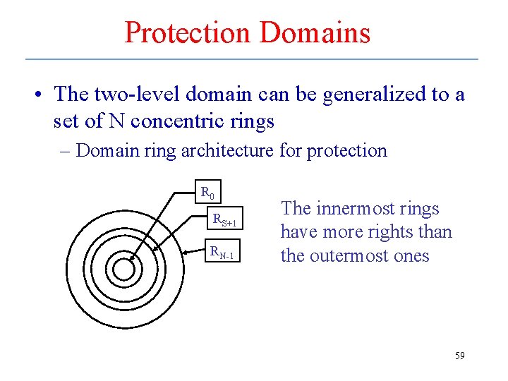 Protection Domains • The two-level domain can be generalized to a set of N