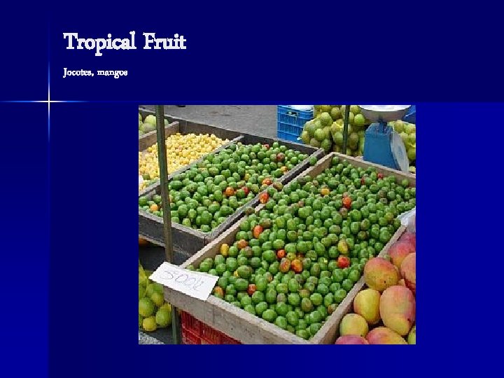 Tropical Fruit Jocotes, mangos 