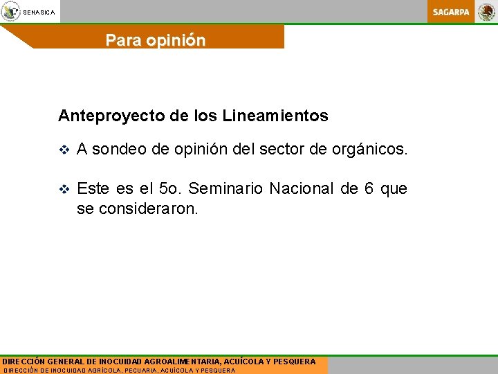 SENASICA Para opinión Anteproyecto de los Lineamientos v A sondeo de opinión del sector