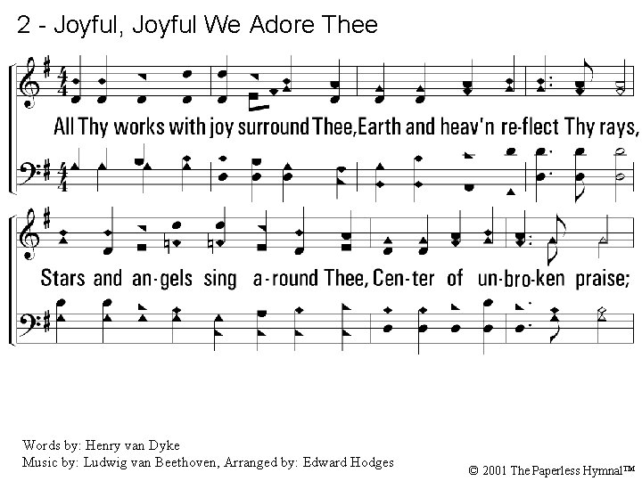 2 - Joyful, Joyful We Adore Thee 2. All Thy works with joy surround