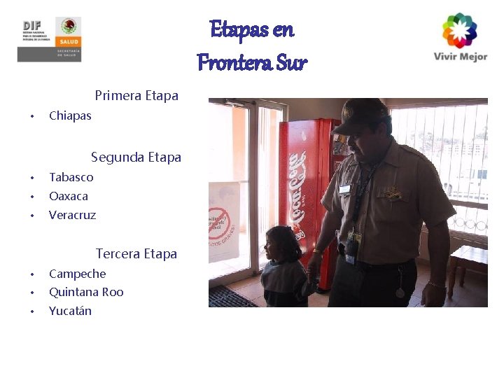 Etapas en Frontera Sur Primera Etapa • Chiapas Segunda Etapa • Tabasco • Oaxaca