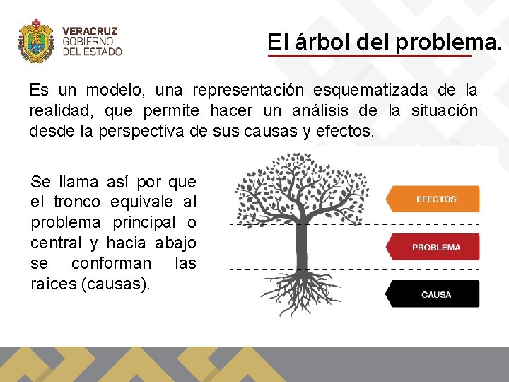 El árbol del problema. Es un modelo, una representación esquematizada de la realidad, que