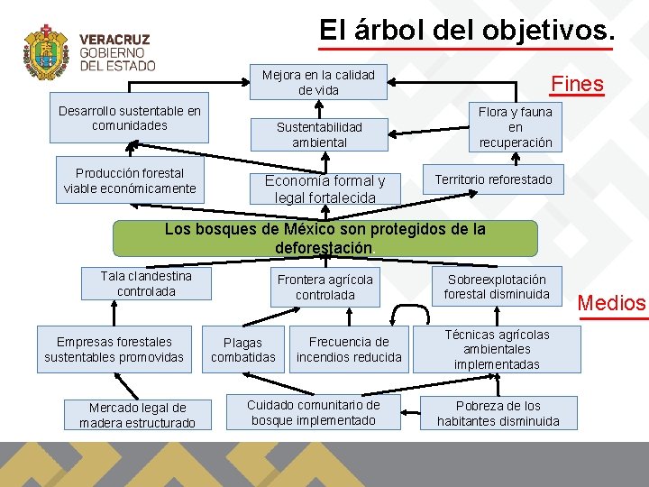 El árbol del objetivos. Mejora en la calidad de vida Desarrollo sustentable en comunidades